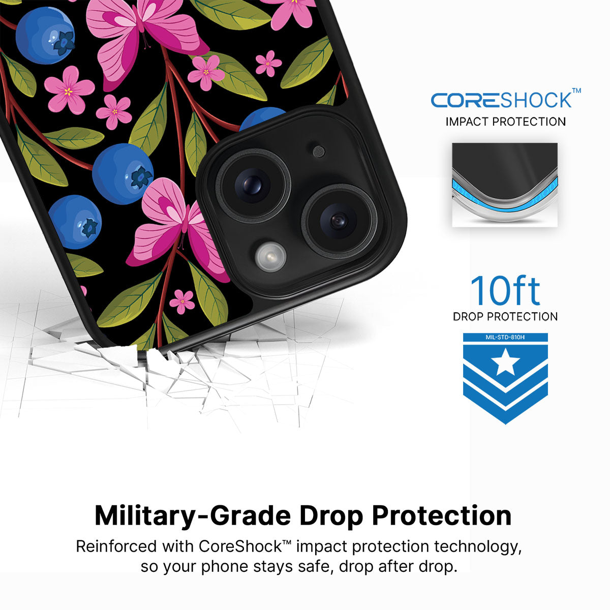 Blueberry Butterflies - iPhone 15 Case #case type_core (magsafe), #case type_core (non magsafe)