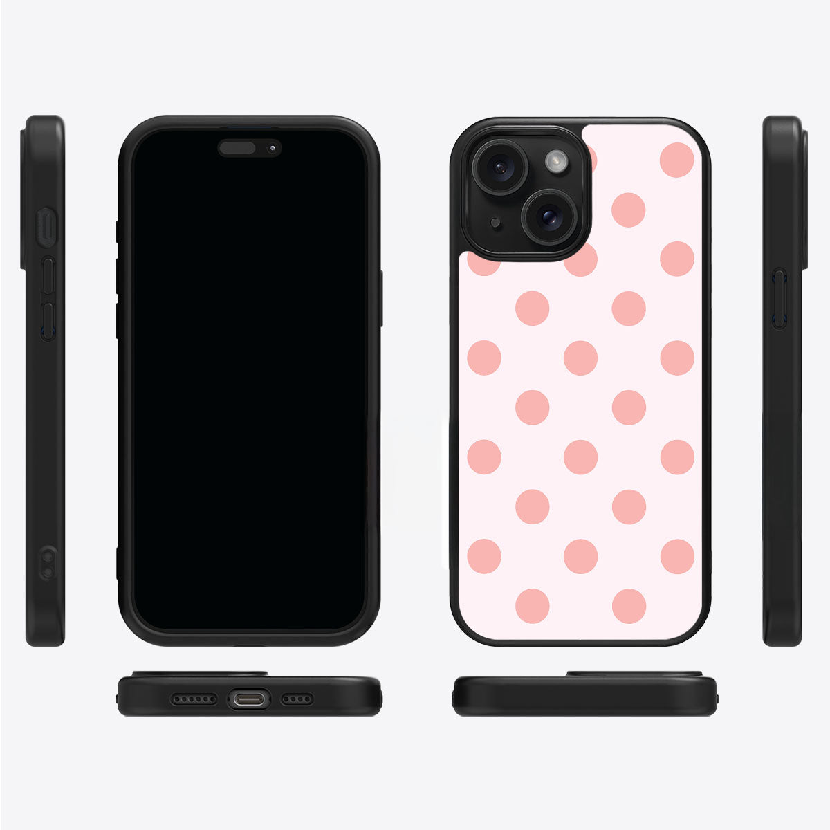 Blush Pearl iPhone 15 case cover – multi-angle view