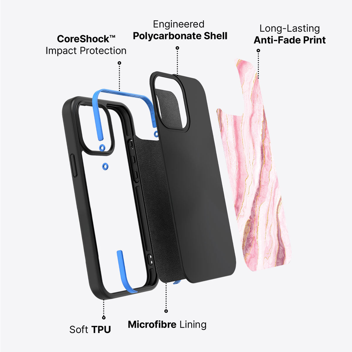 Blushed Marble - iPhone 15 Case, #case type_core (non magsafe)