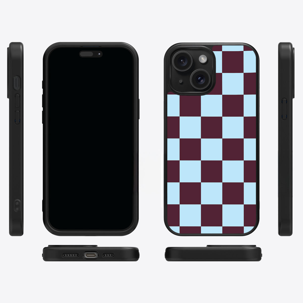 Cabernet Tile iPhone 15 case cover – multi-angle view