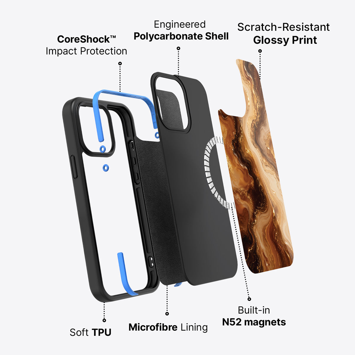iPhone 15 case construction – Caramel Swirl phone case