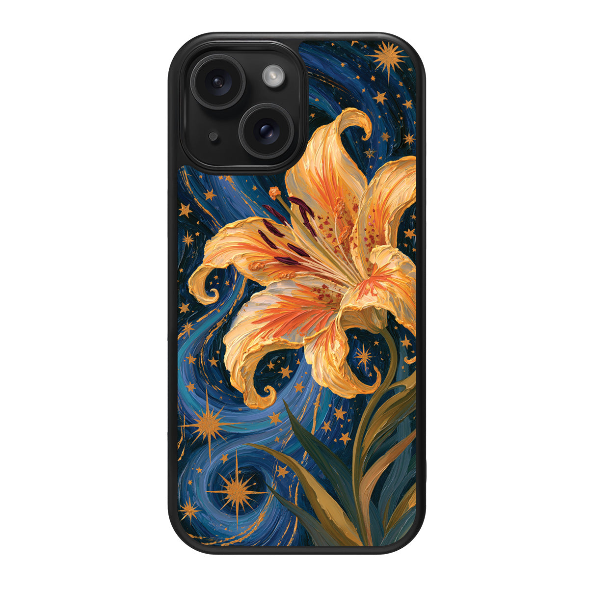 Celestial Bloom design back view – iPhone 15 case