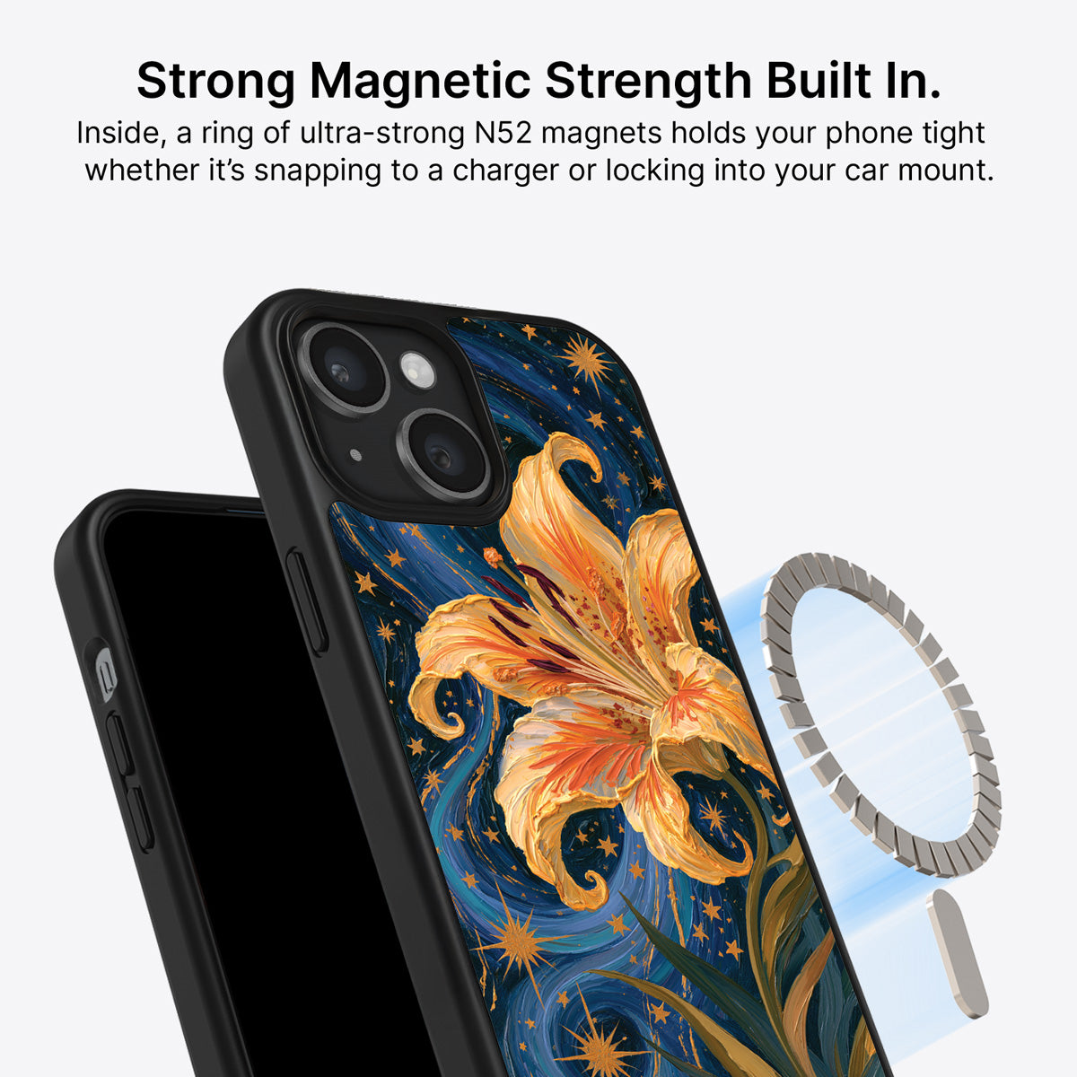 iPhone 15 MagSafe case – Celestial Bloom design
