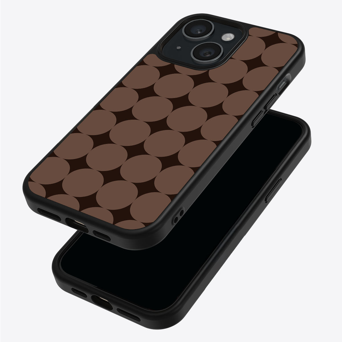 Choco Buttons iPhone 15 case – back and side view