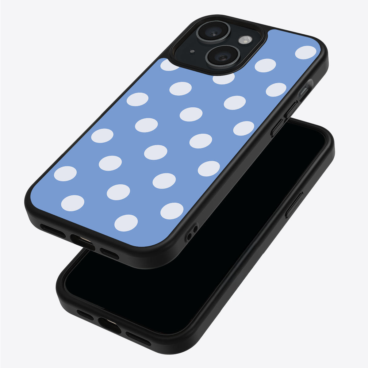 Cloud Blue iPhone 15 case – back and side view