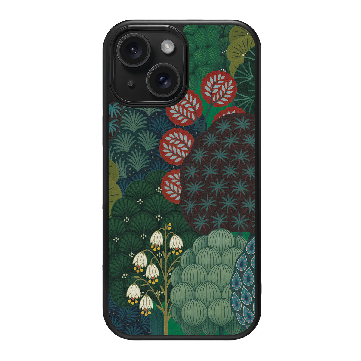 Flourishing Forests design back view – iPhone 15 case