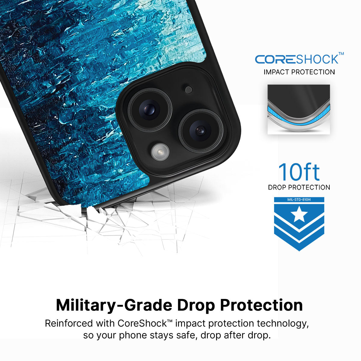 Indigo Impasto - iPhone 15 Case #case type_core (magsafe), #case type_core (non magsafe)