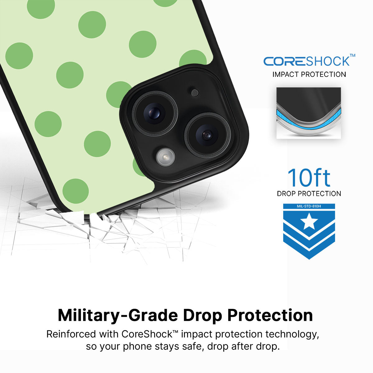 Mint Mojito iPhone 15 case with drop protection