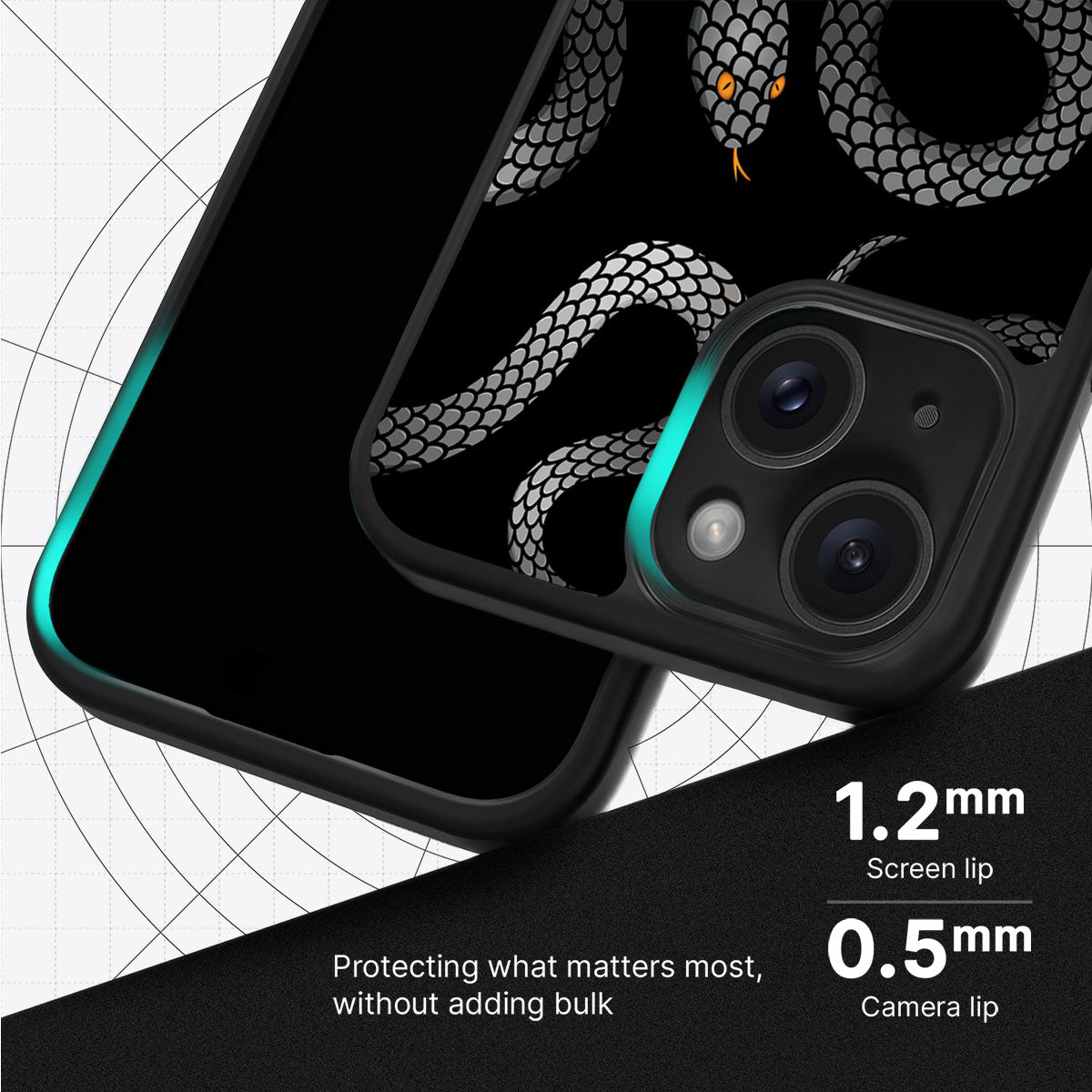 Noir Serpent - iPhone 15 Case #case type_core (magsafe), #case type_core (non magsafe)