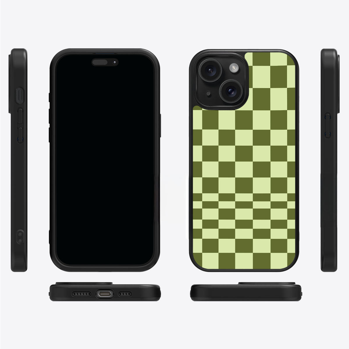 Olive Meadow iPhone 15 case cover – multi-angle view