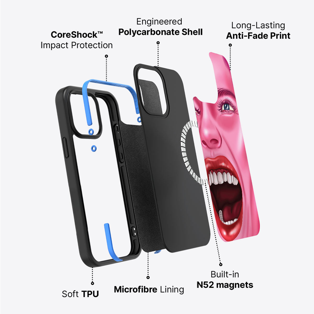 Pink Rage - iPhone 15 Case #case type_core (magsafe)