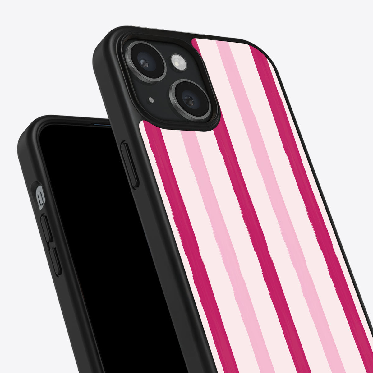 Pink Watercolor Stripes - iPhone 15 Case #case type_core (non magsafe)