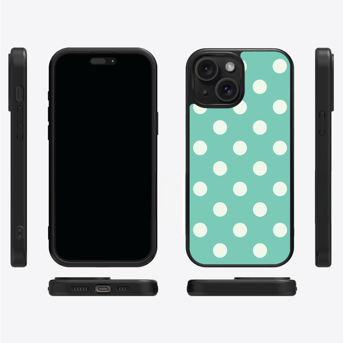 Sea Mist iPhone 15 case cover – multi-angle view