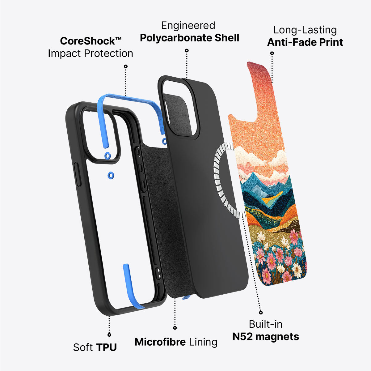 Sunset Designer iPhone 15 Case – Soft Horizon | MagSafe