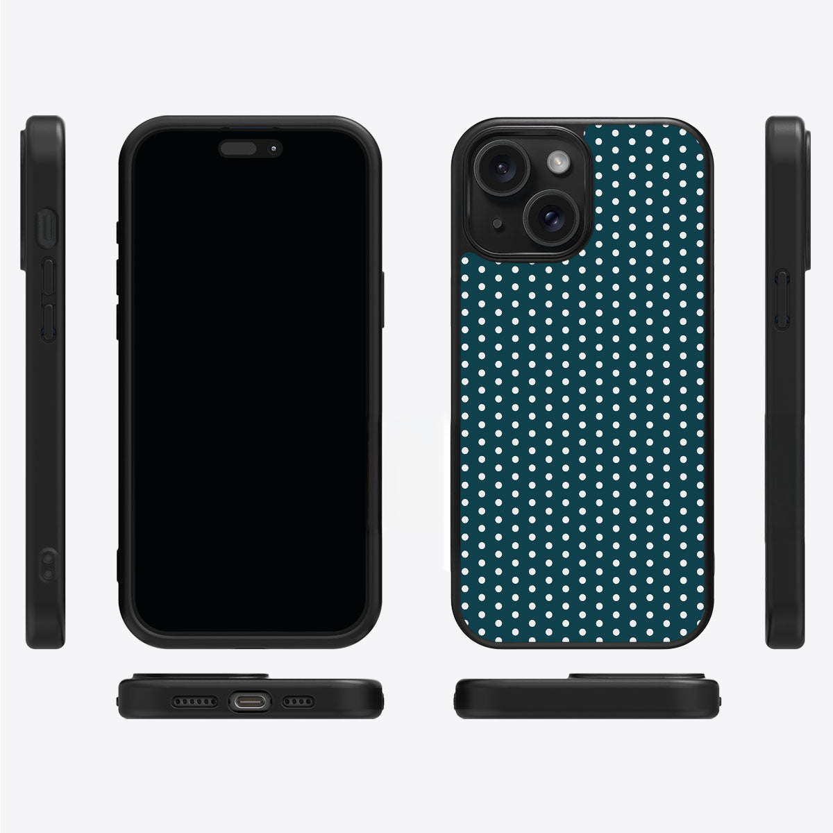 Teal Mesh iPhone 15 case cover – multi-angle view