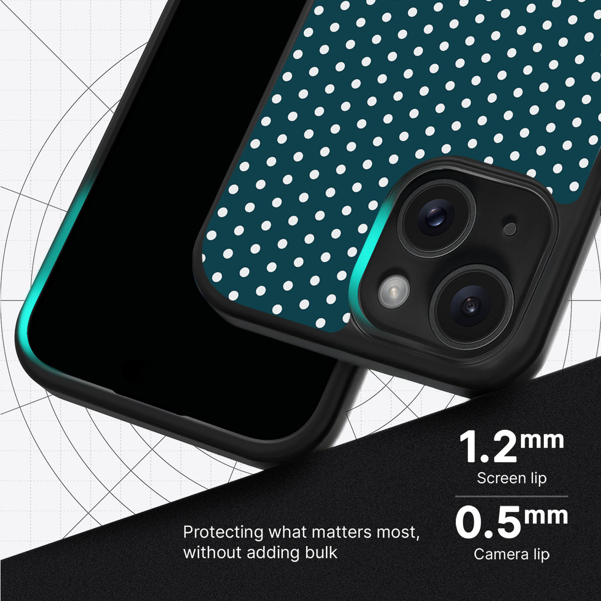 Teal Mesh slim iPhone 15 phone case