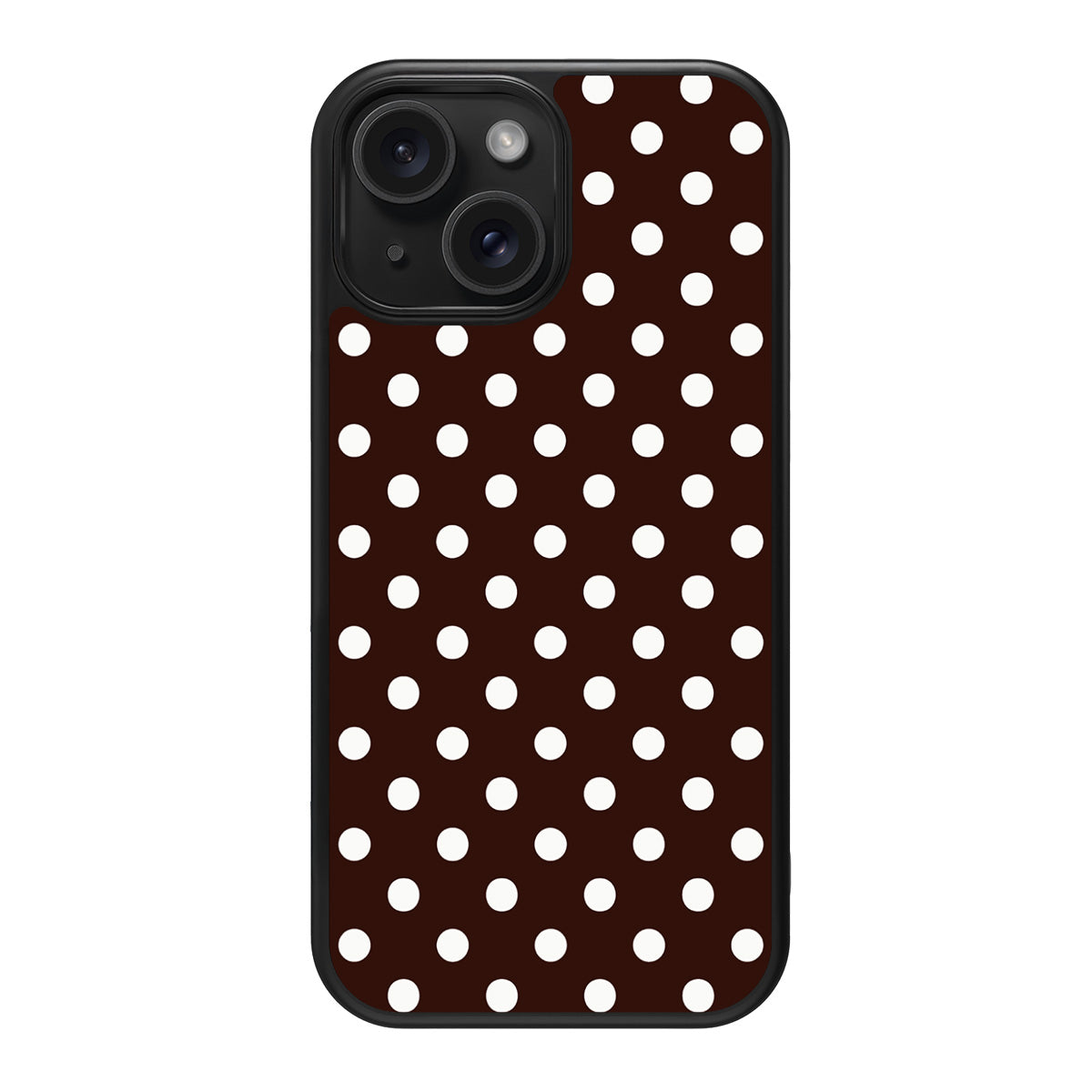 Cocoa Confetti design back view – iPhone 15 Plus case