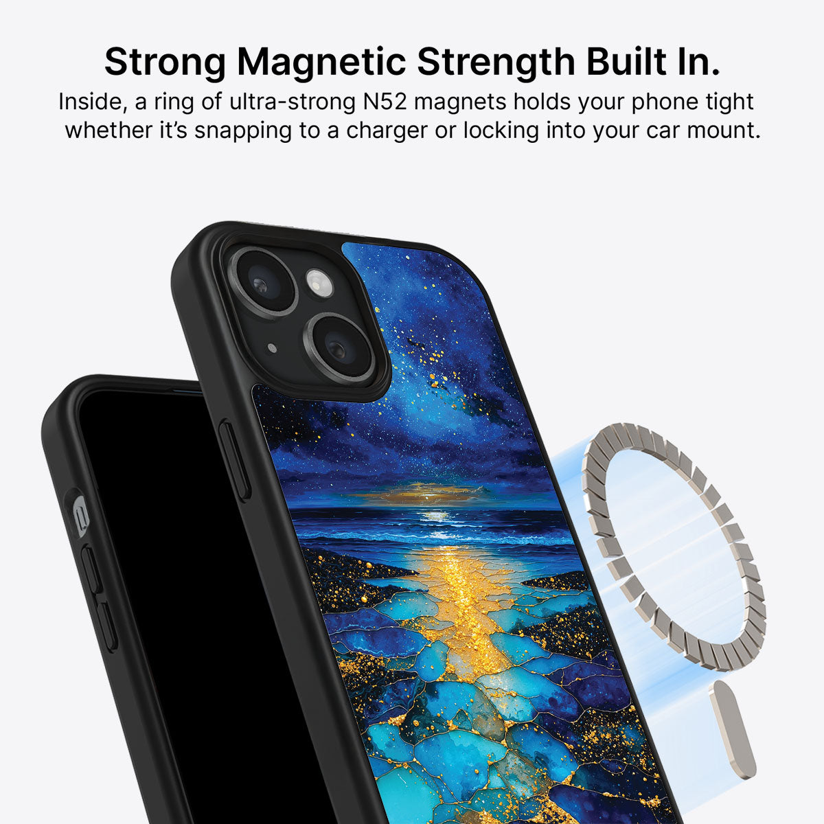 Ocean Designer iPhone 15 Plus Case – Cosmic Seascape | MagSafe