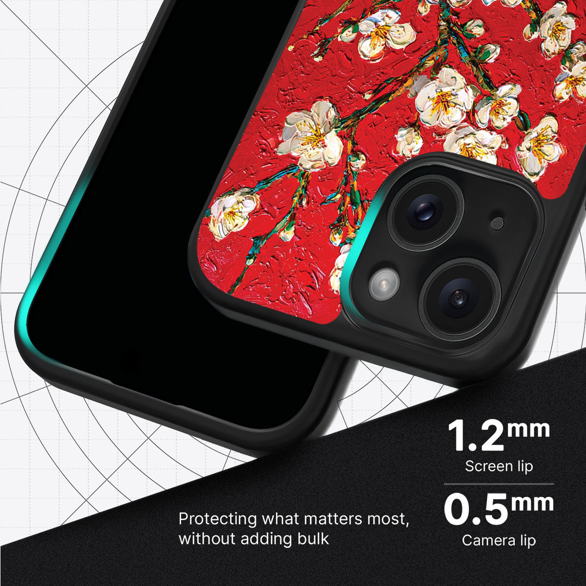 Crimson Blossom slim iPhone 15 Plus phone case