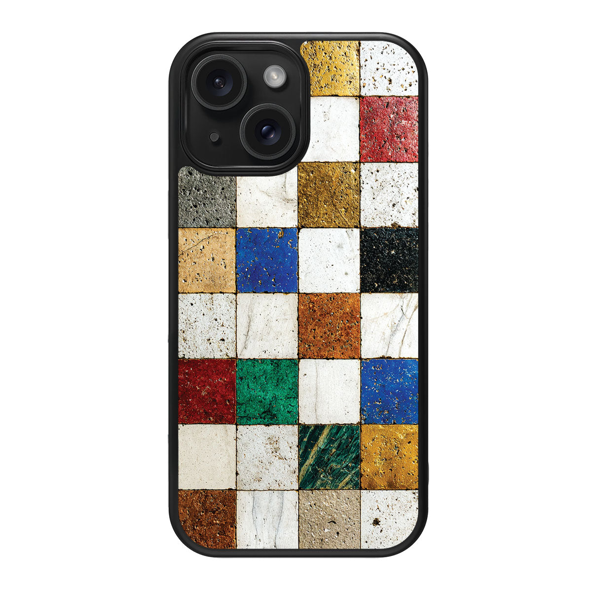 Heritage Mosaic design back view – iPhone 15 Plus case
