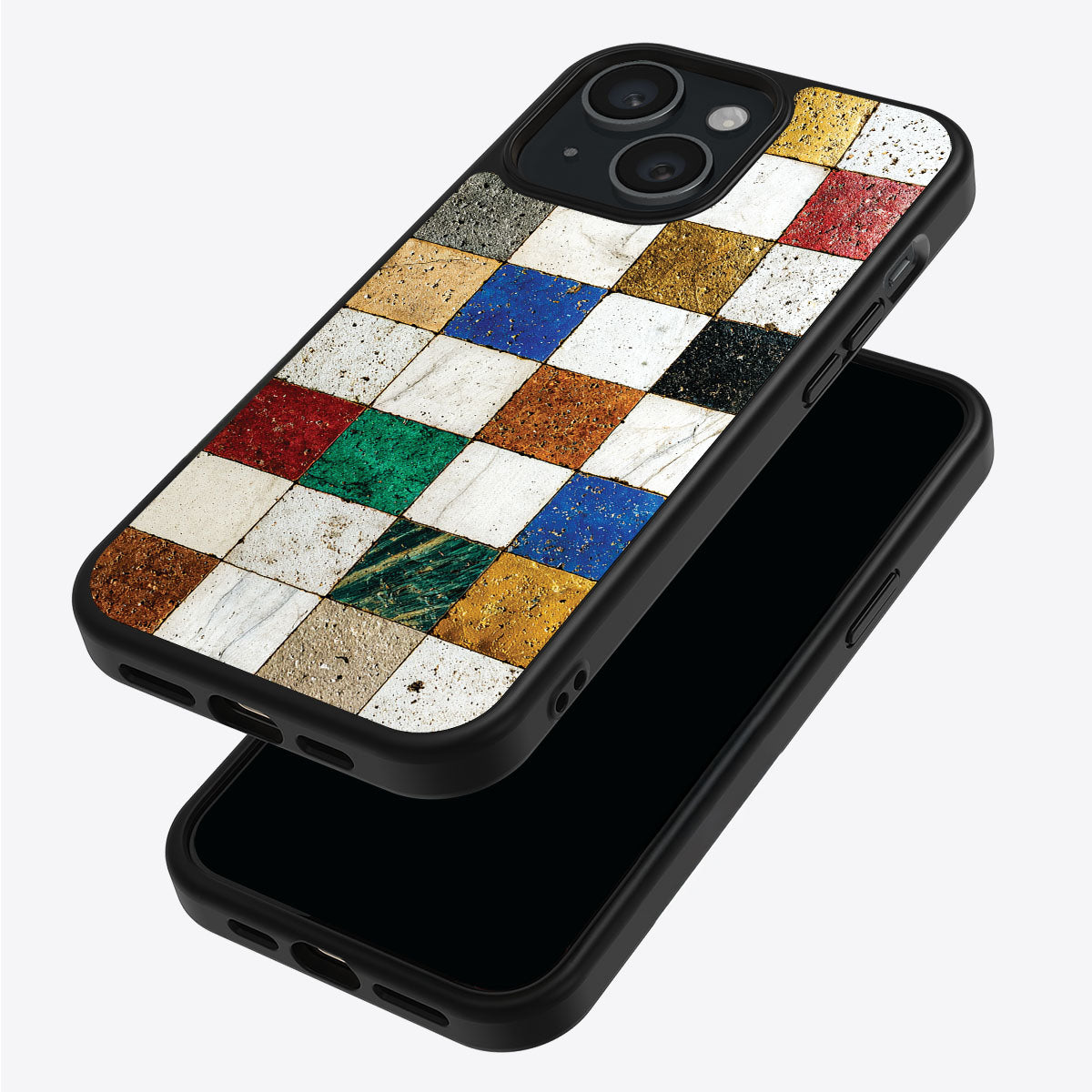 Heritage Mosaic iPhone 15 Plus case – back and side view