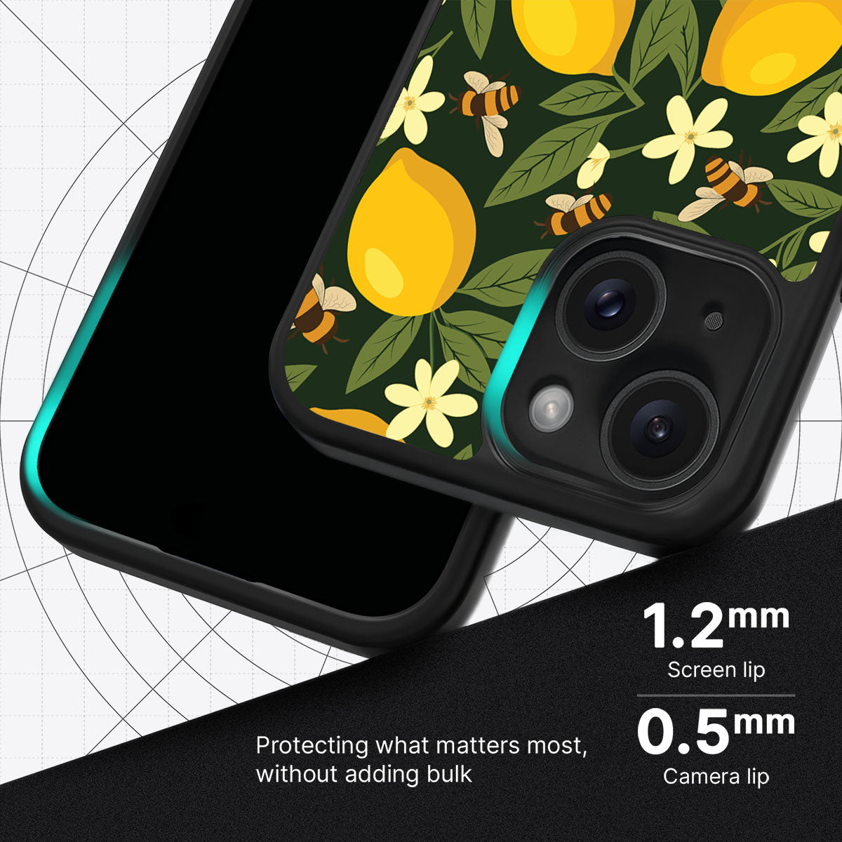 Lemon and Bees slim iPhone 15 Plus phone case