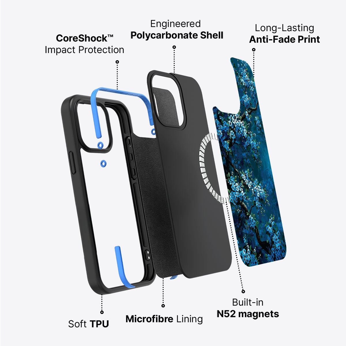 Moonlit Petals - iPhone 15 Plus Case #case type_core (magsafe)