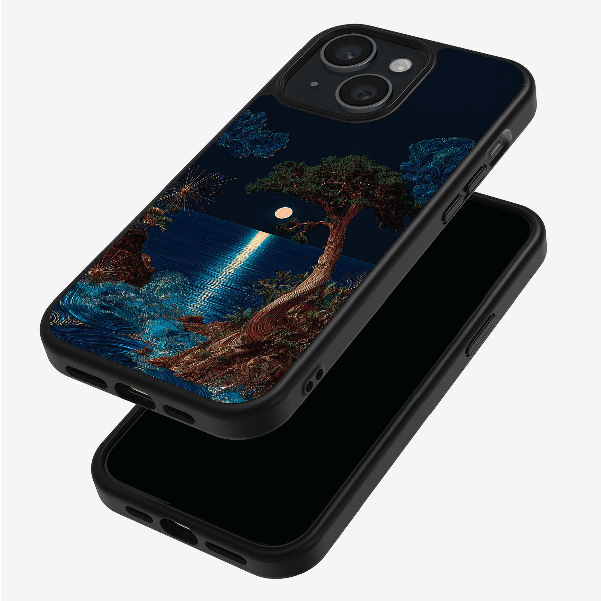 Quiet Moon iPhone 15 Plus case – back and side view