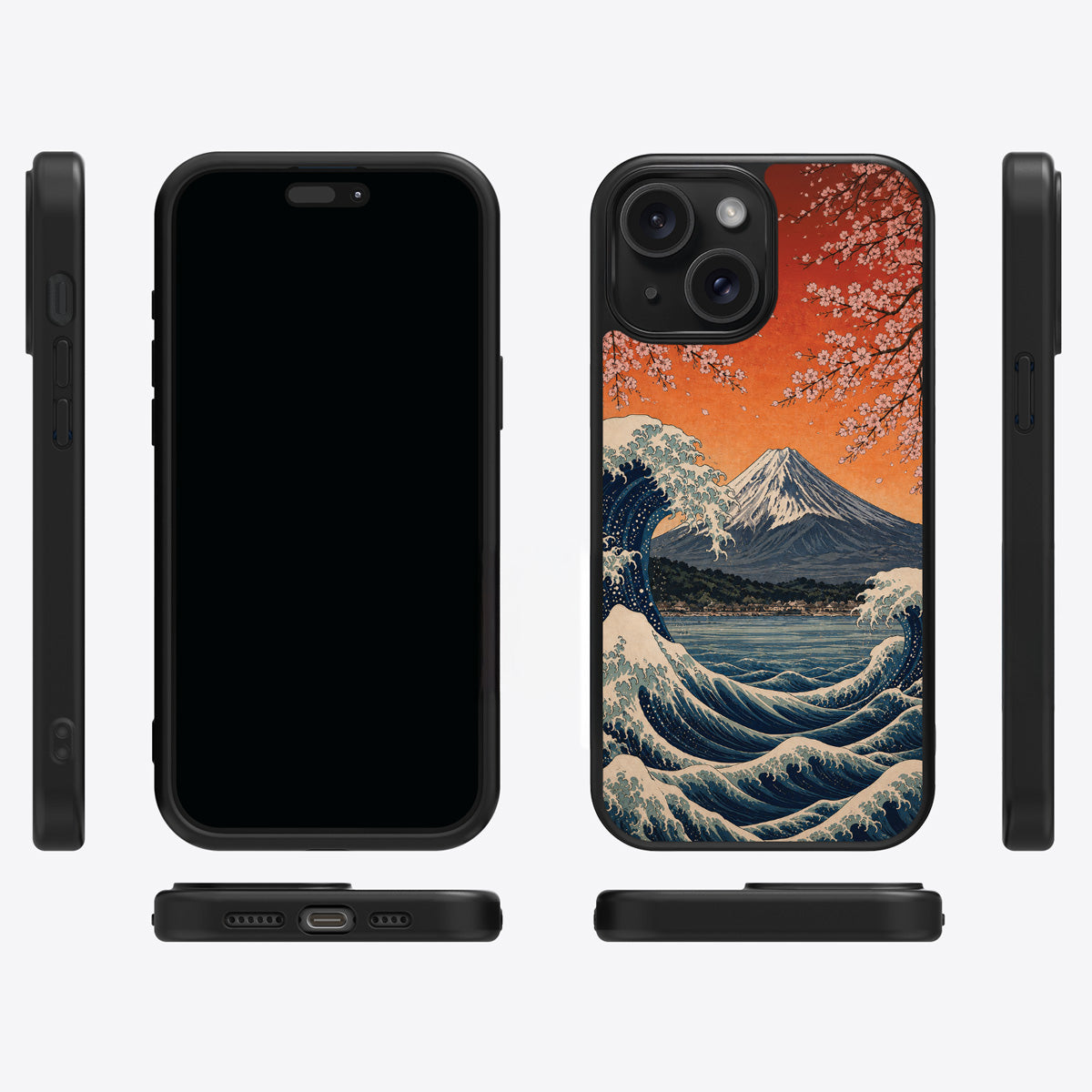 Sakura Coast iPhone 15 Plus case cover – multi-angle view