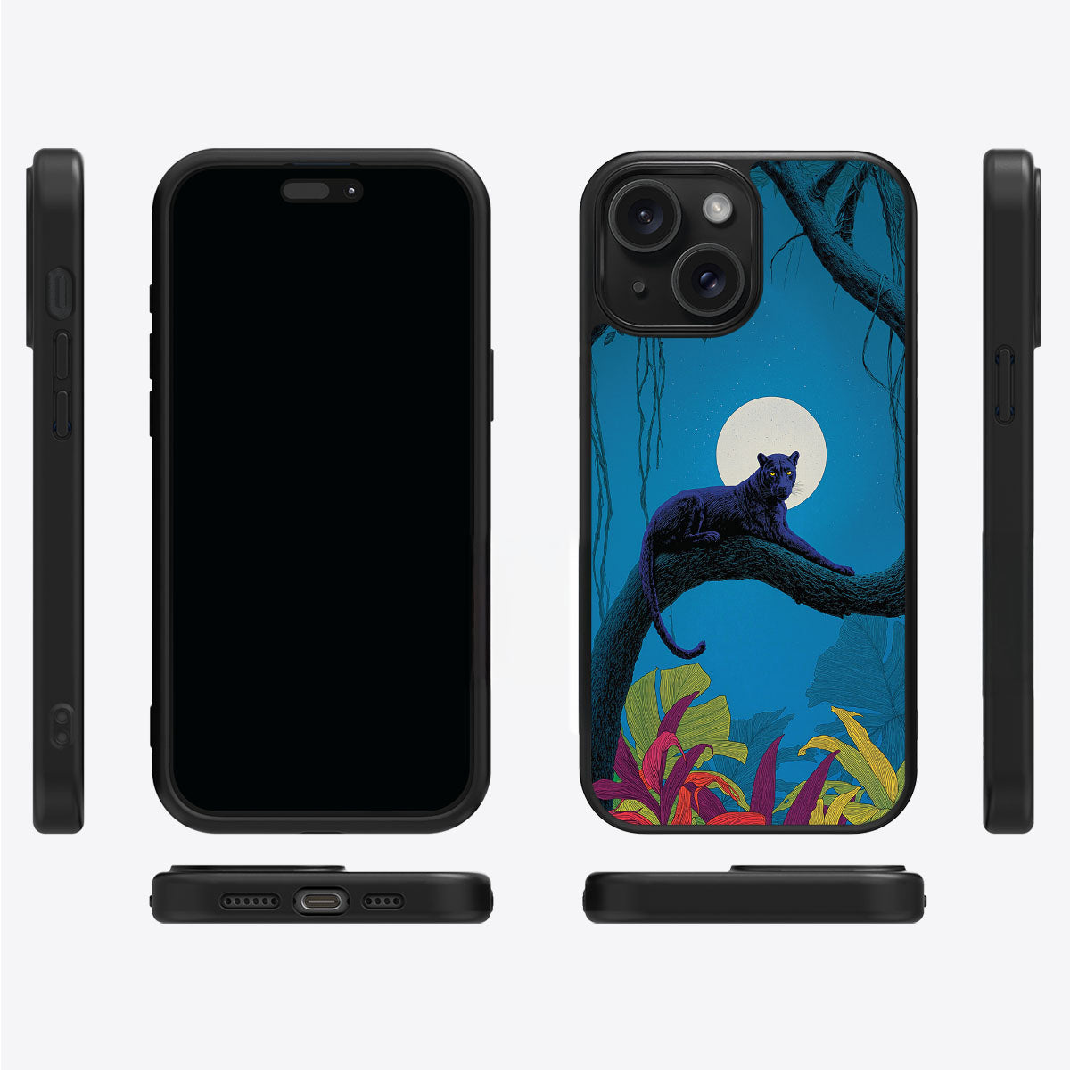 Leopard Designer iPhone 15 Plus Case – Tropic Panther | MagSafe