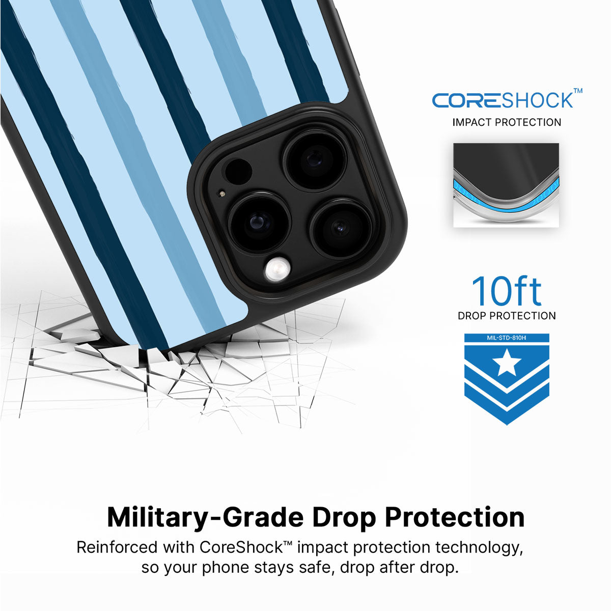 Blue Watercolor Stripes - iPhone 15 Pro Case #case type_core (magsafe), #case type_core (non magsafe)