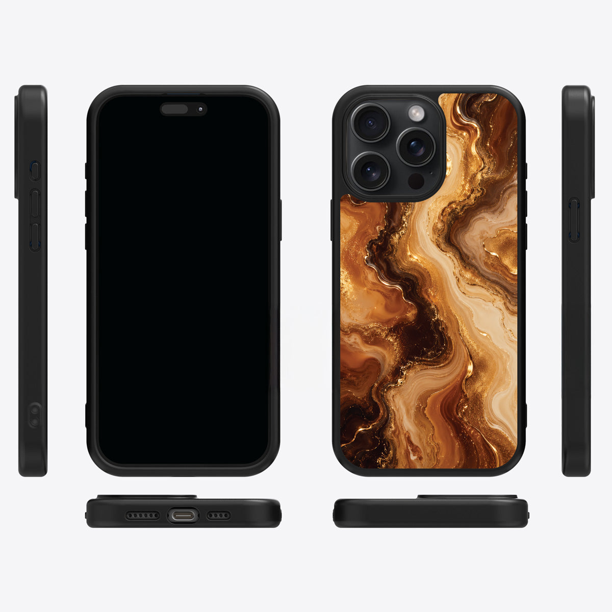 Caramel Swirl iPhone 15 Pro case cover – multi-angle view