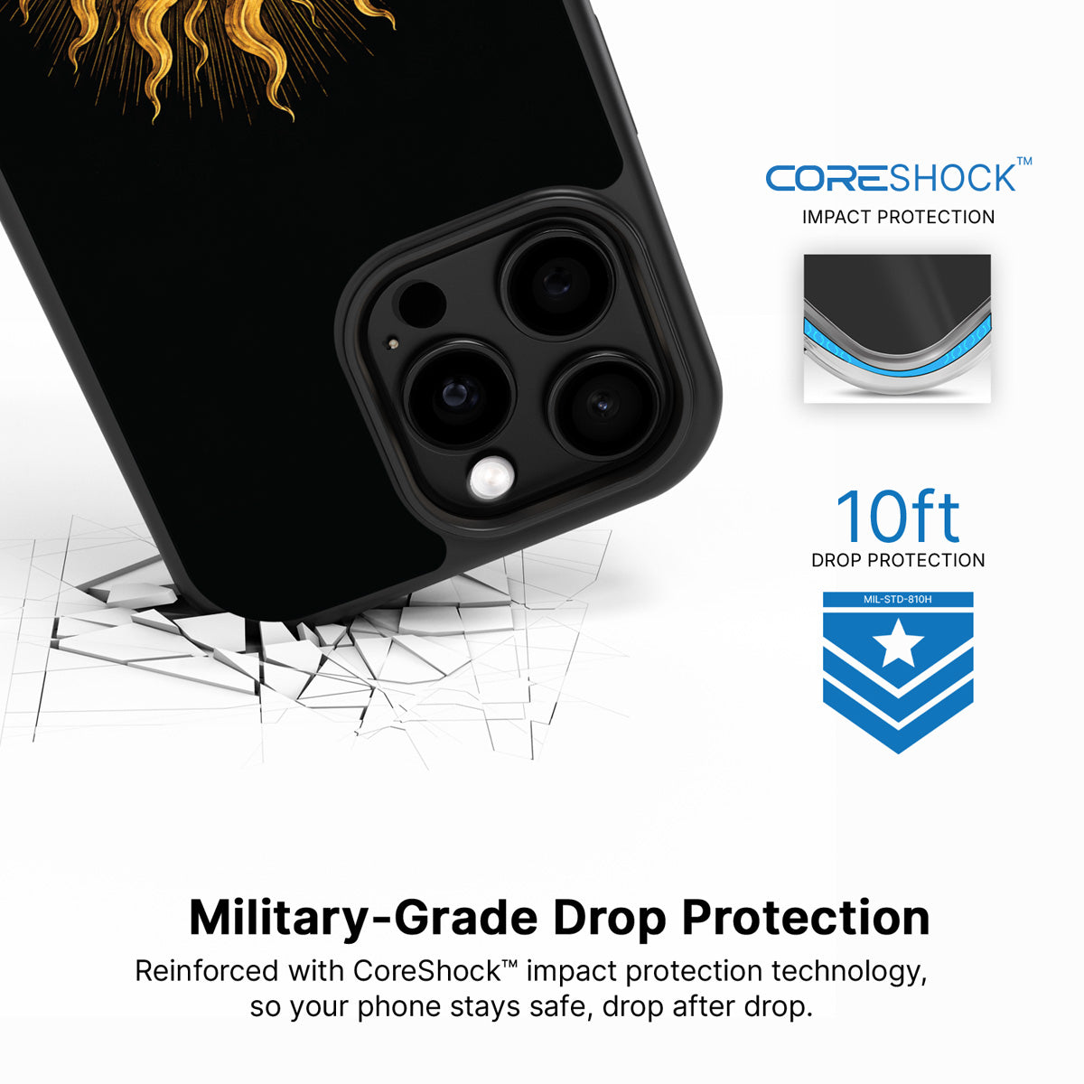 Celestial Sun iPhone 15 Pro case with drop protection