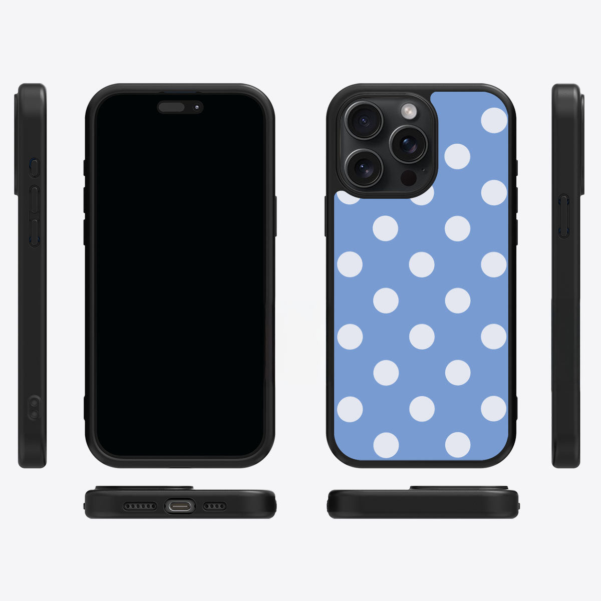 Cloud Blue iPhone 15 Pro case cover – multi-angle view