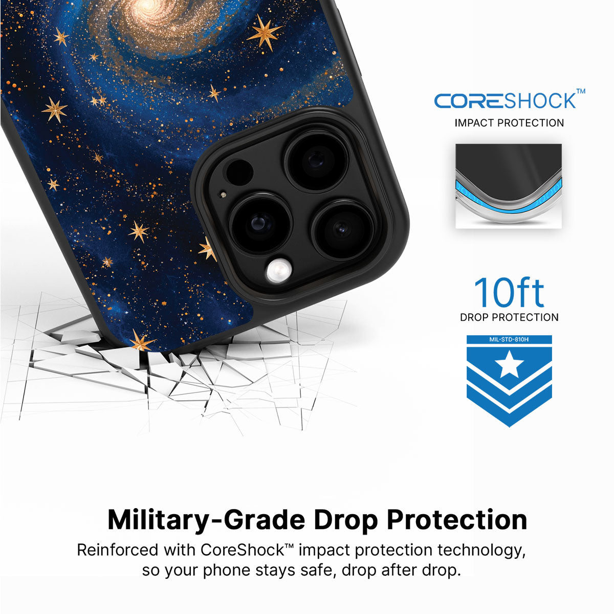 Galaxy Designer iPhone 15 Pro Case – Cosmic Tide | MagSafe