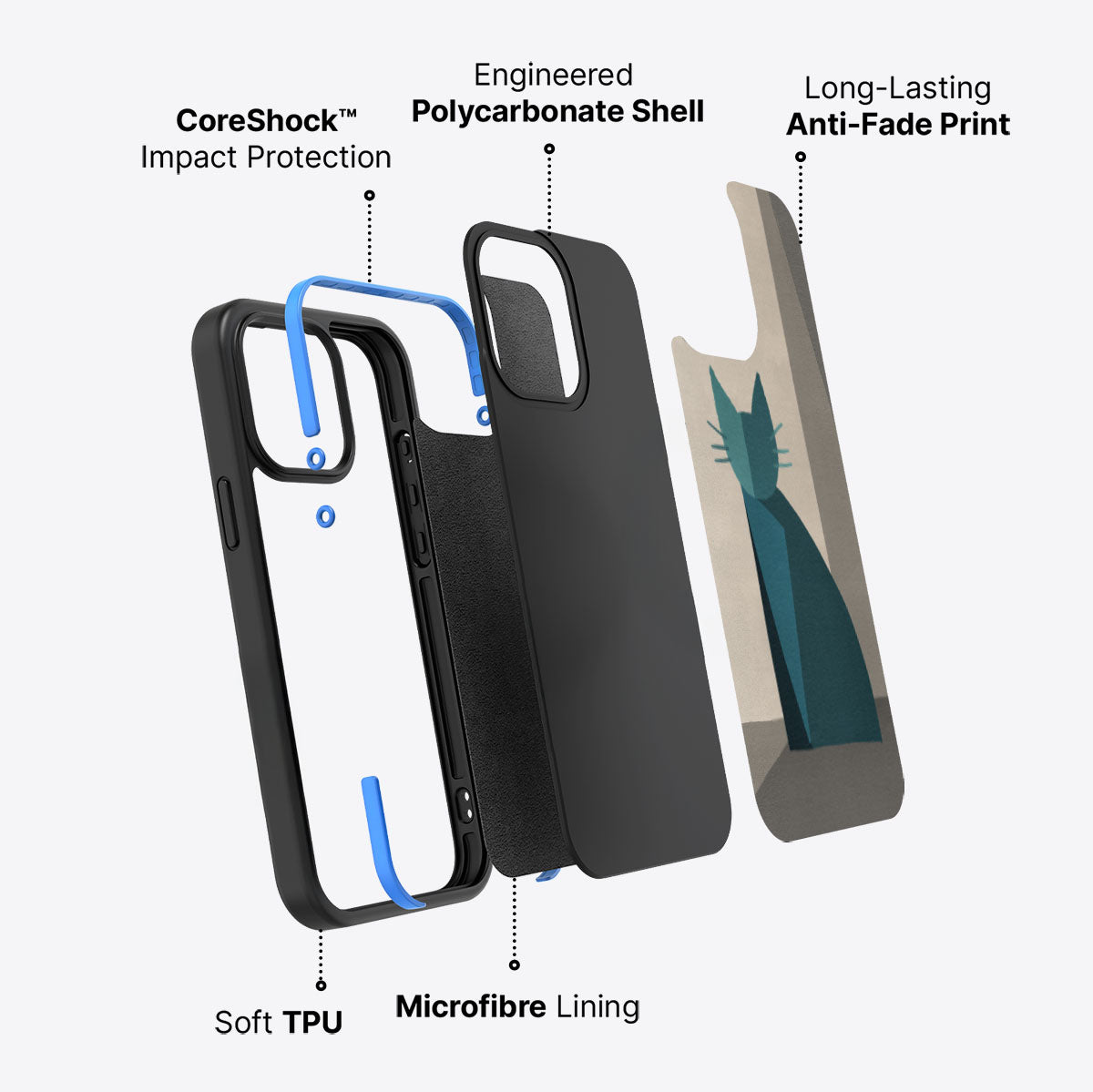 Cubist Feline - iPhone 15 Pro Case #case type_core (non magsafe)