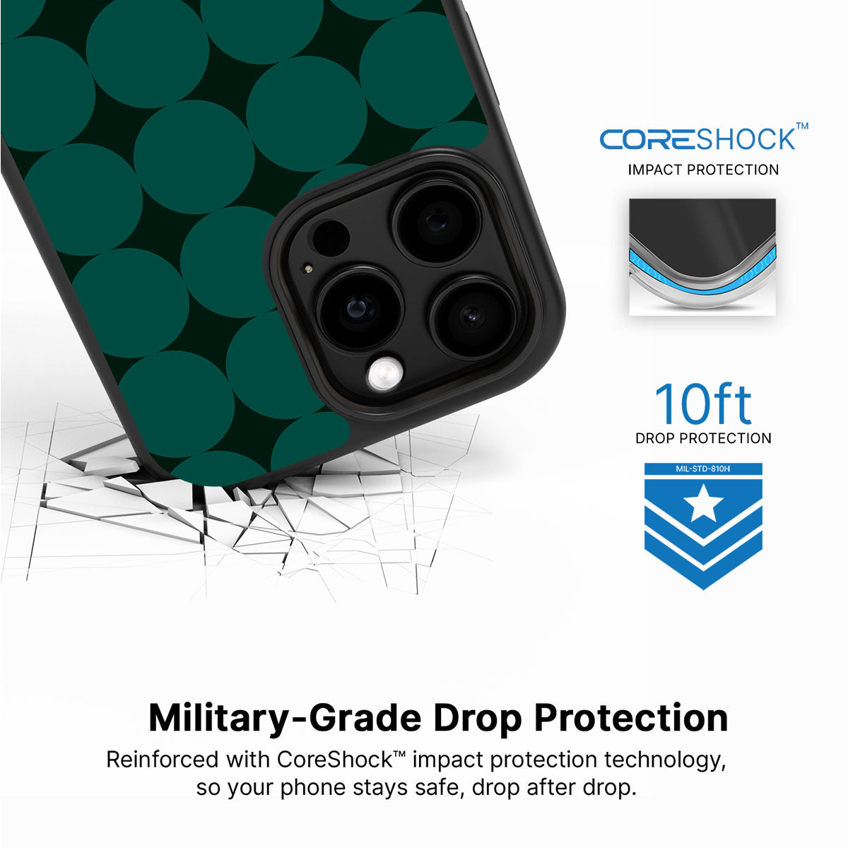 Emerald Bed iPhone 15 Pro case with drop protection