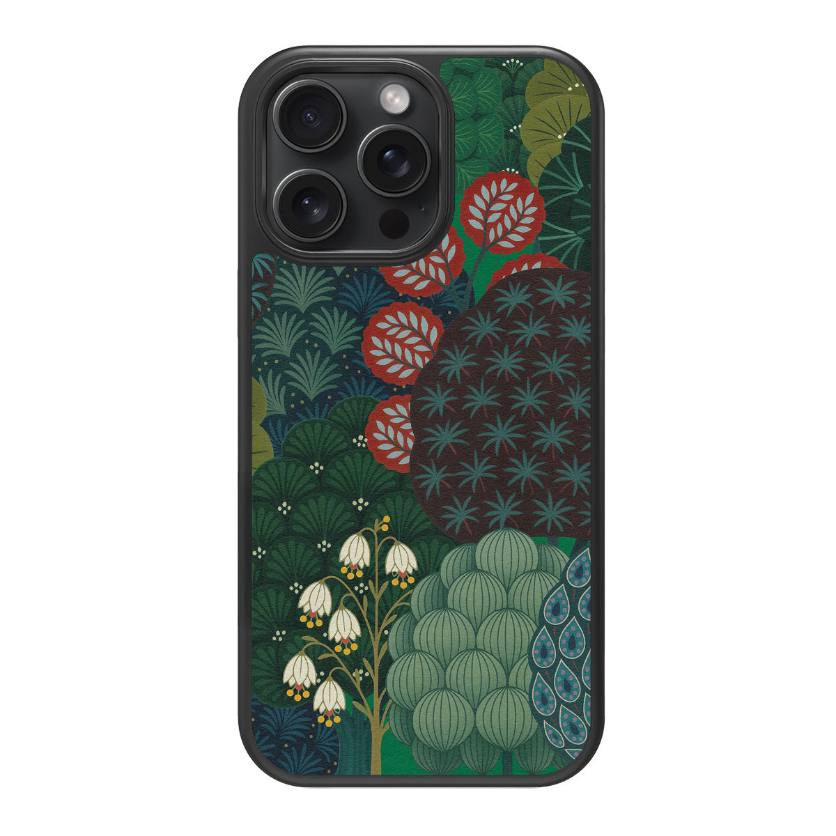 Flourishing Forests design back view – iPhone 15 Pro case