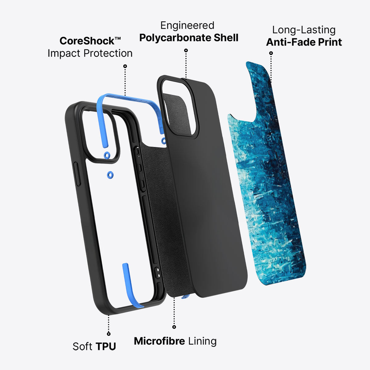 Indigo Impasto - iPhone 15 Pro Case #case type_core (non magsafe)