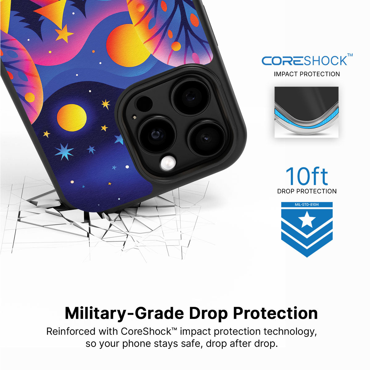 Luminous Joy iPhone 15 Pro case with drop protection