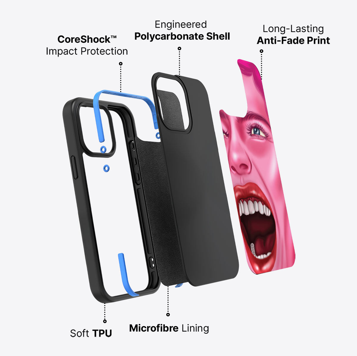 Pink Rage - iPhone 15 Pro Case #case type_core (non magsafe)