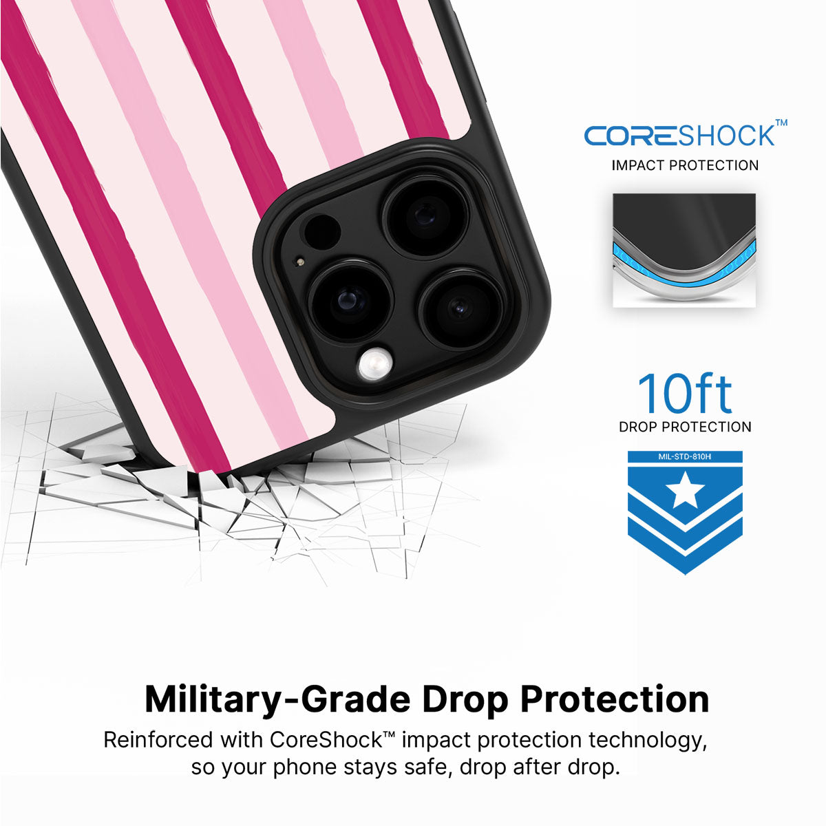 Pink Watercolor Stripes - iPhone 15 Pro Case #case type_core (magsafe), #case type_core (non magsafe)