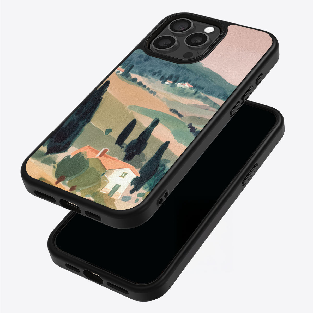 Tuscan Holiday iPhone 15 Pro case – back and side view