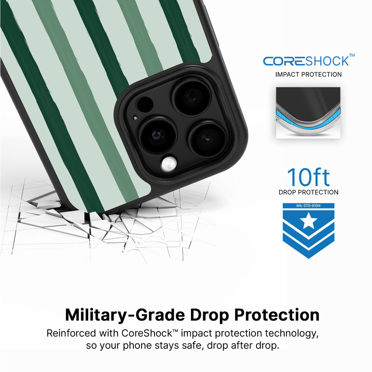 Green Watercolor Stripes - iPhone 15 Pro Max Case #case type_core (magsafe), #case type_core (non magsafe)