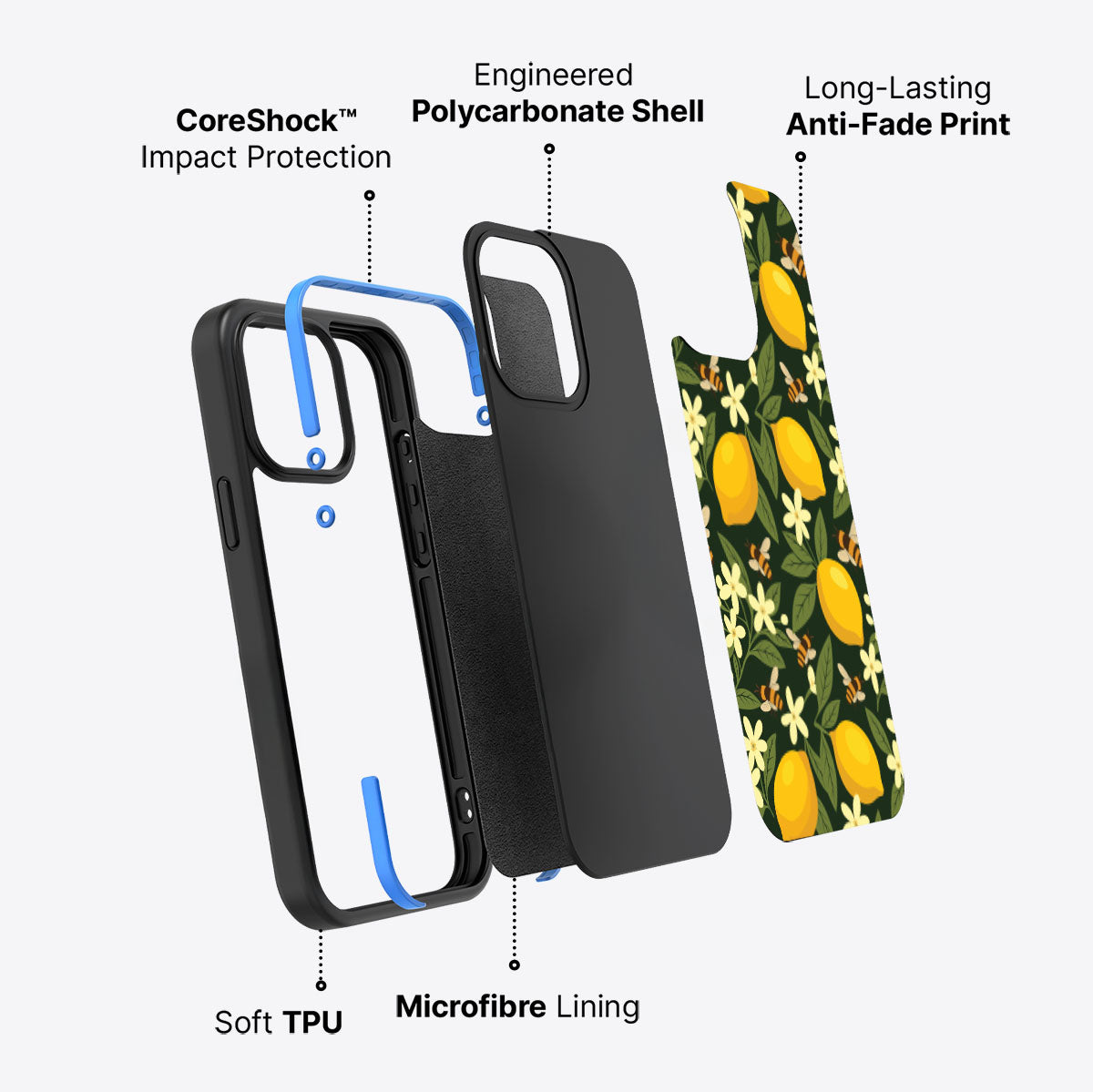 Lemon and Bees - iPhone 15 Pro Max Case #case type_core (non magsafe)