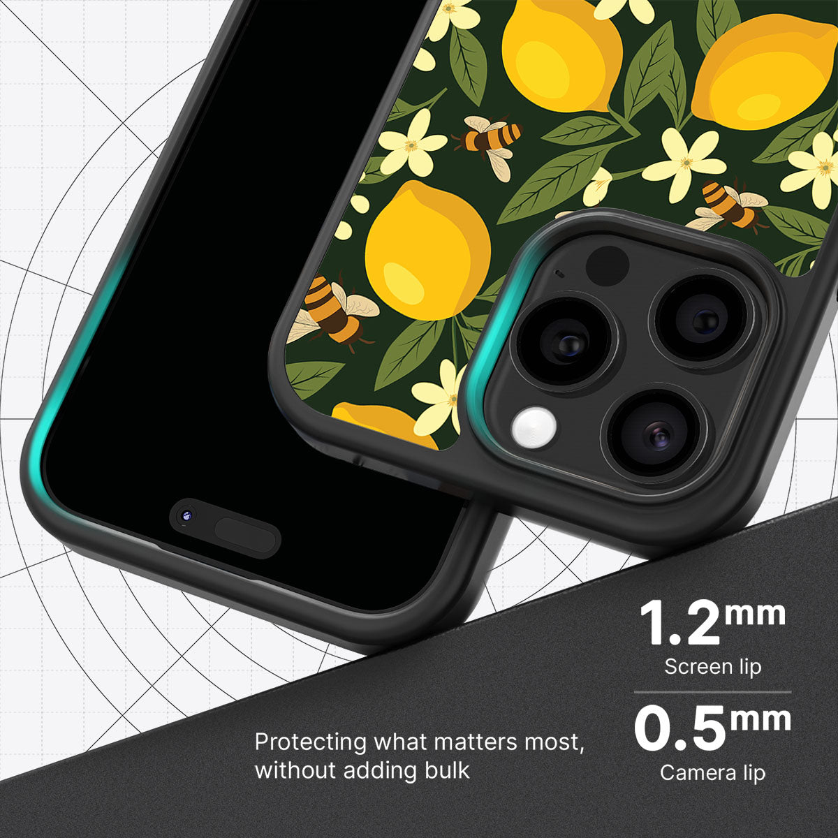 Lemon and Bees - iPhone 15 Pro Max Case #case type_core (magsafe), #case type_core (non magsafe)