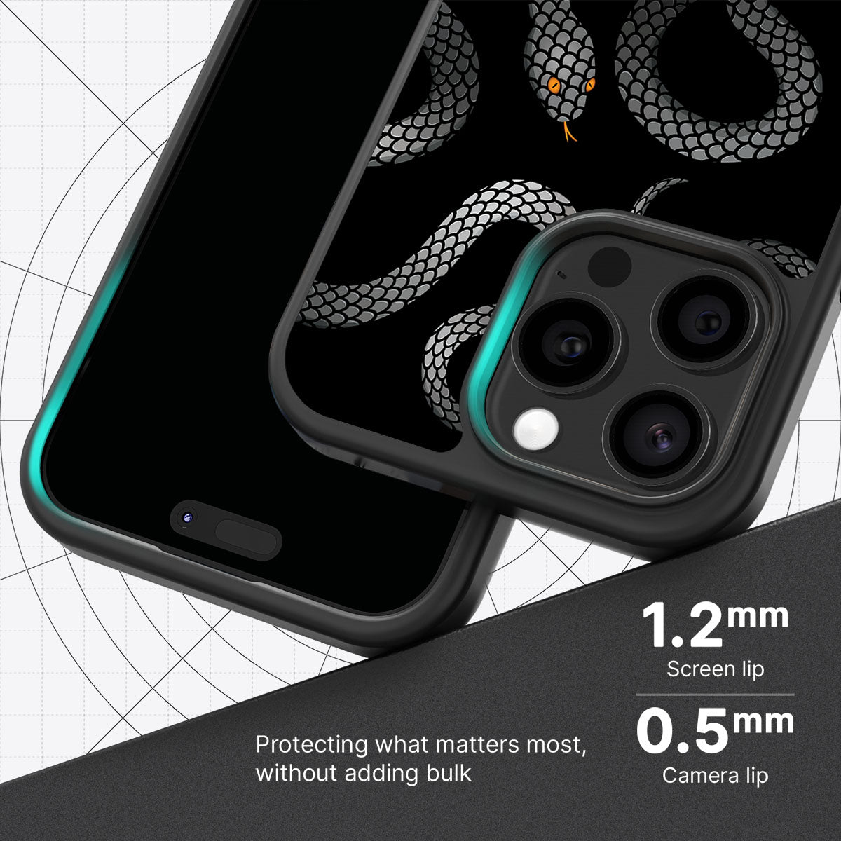 Noir Serpent - iPhone 15 Pro Max Case #case type_core (magsafe), #case type_core (non magsafe)