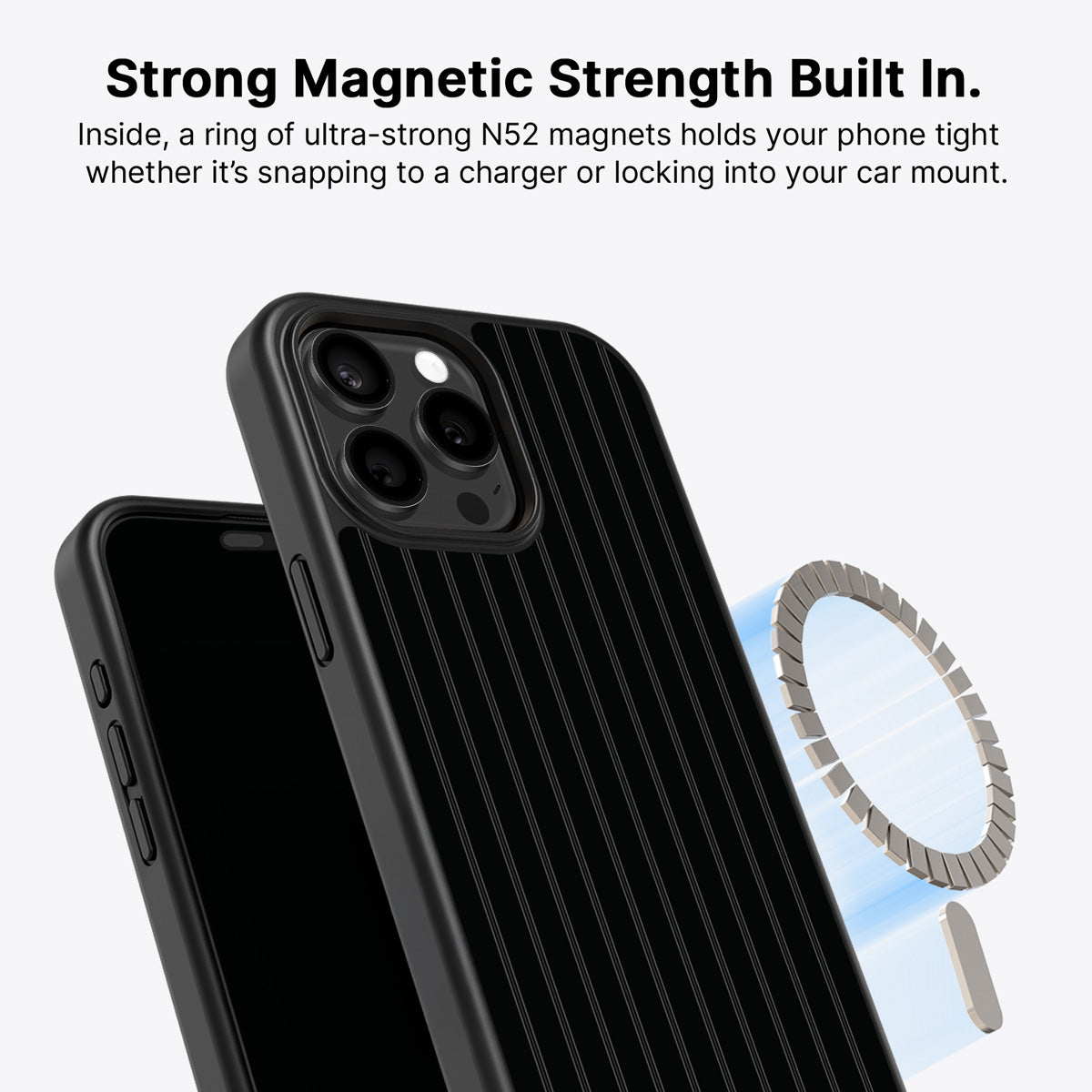 iPhone 15 Pro Max MagSafe case – Onyx Pinstripe design