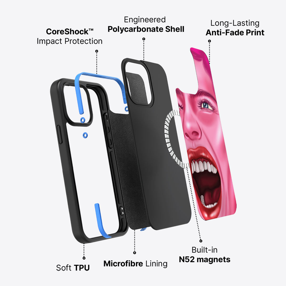 Pink Rage - iPhone 15 Pro Max Case #case type_core (magsafe)