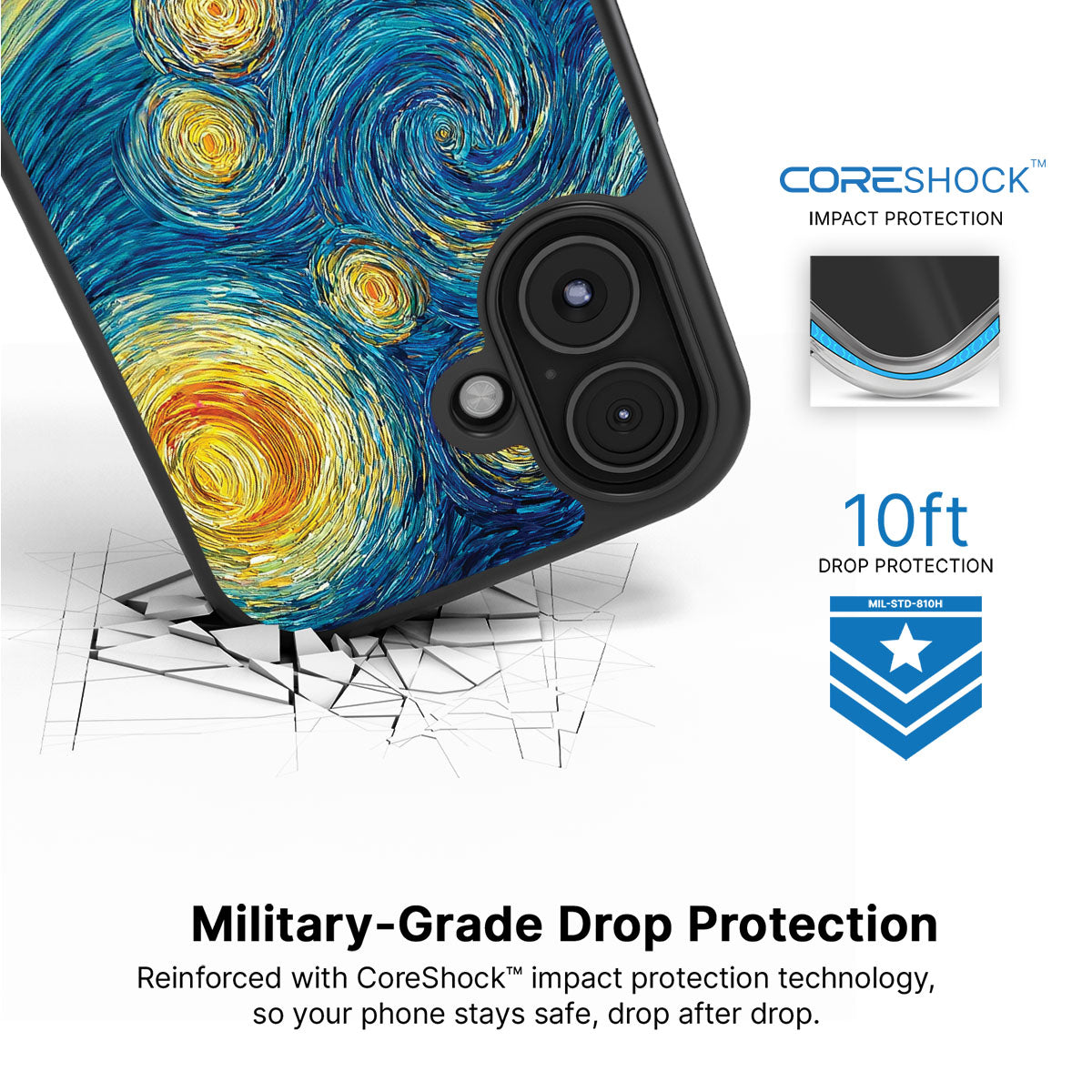 Astral Waves iPhone 16 case with drop protection